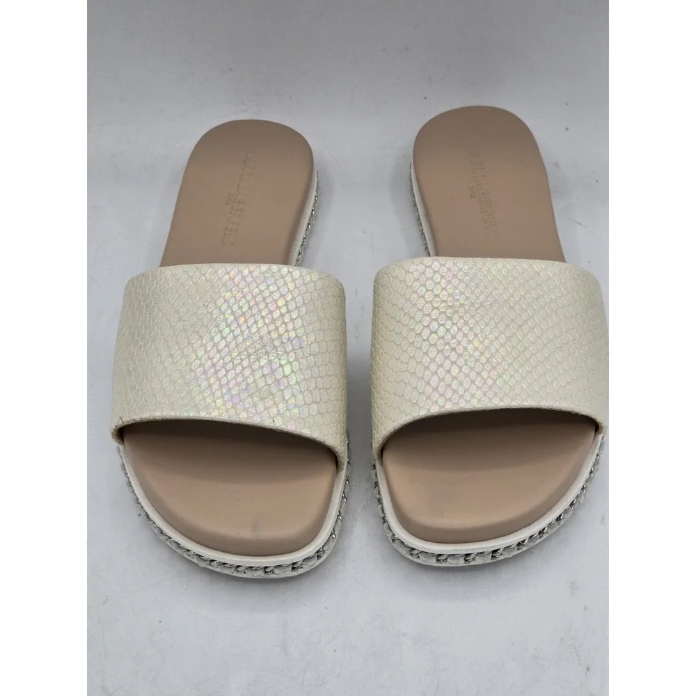 Karl Lagerfeld Paris Women's Billisnake Slide Sandal Slip on iridescent Sz 7.5 M